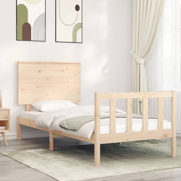 vidaXL Bedframe met hoofdbord massief hout