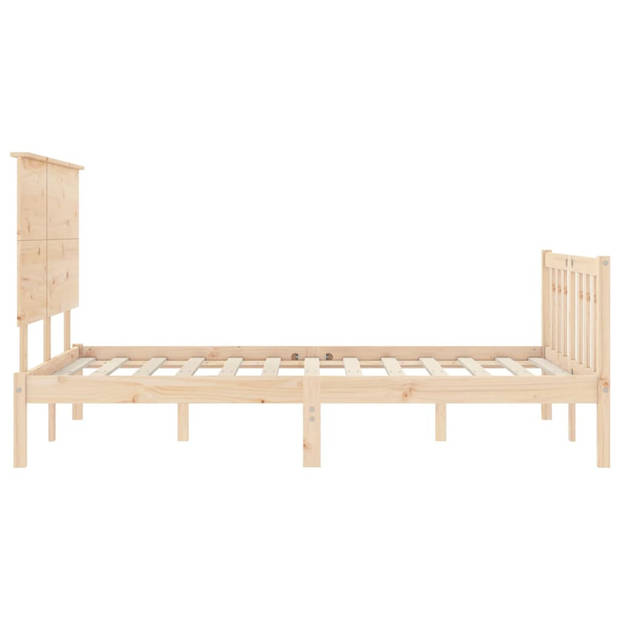 vidaXL Bedframe met hoofdbord massief hout