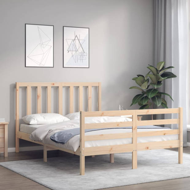 vidaXL Bedframe met hoofdbord massief hout 120x200 cm