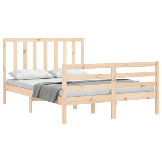 vidaXL Bedframe met hoofdbord massief hout 120x200 cm