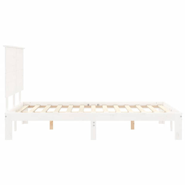 vidaXL Bedframe met hoofdbord massief hout wit