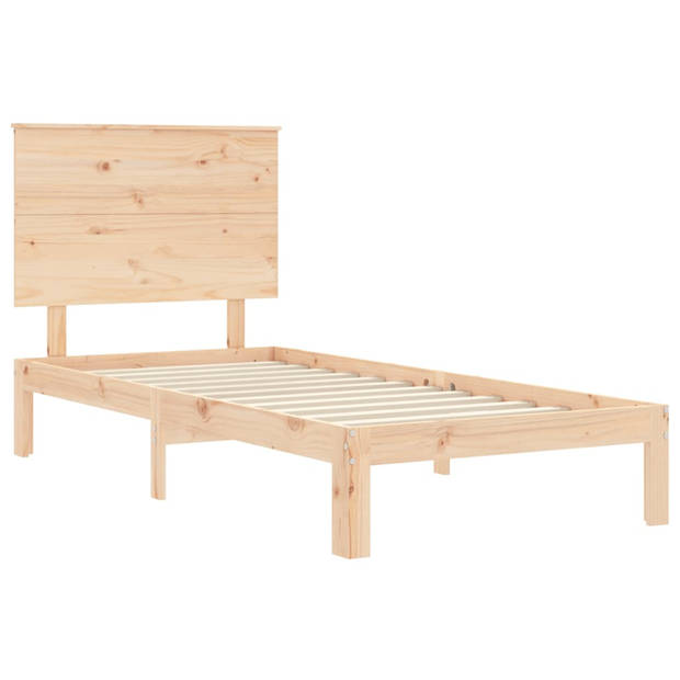 vidaXL Bedframe met hoofdbord massief hout 100x200 cm