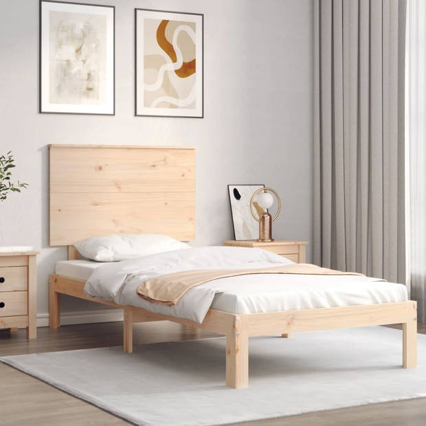 vidaXL Bedframe met hoofdbord massief hout