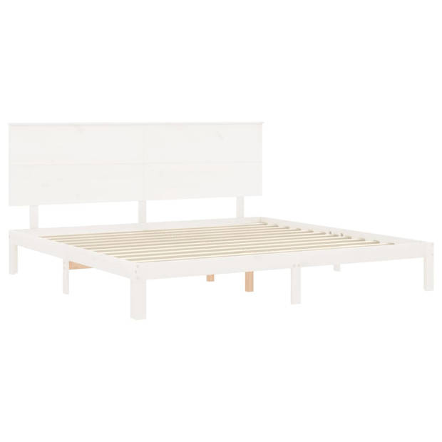 vidaXL Bedframe met hoofdbord massief hout wit