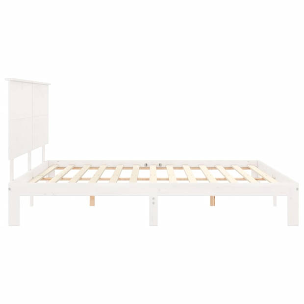 vidaXL Bedframe met hoofdbord massief hout wit