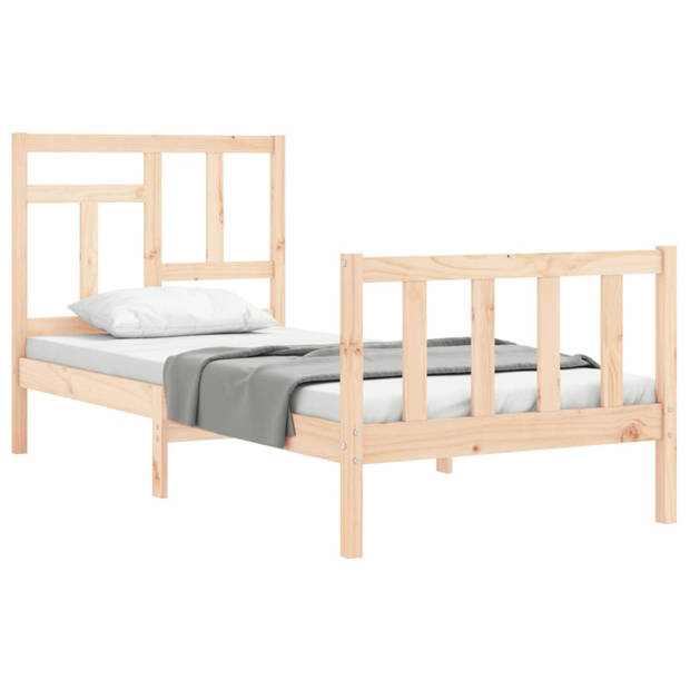 vidaXL Bedframe met hoofdbord massief hout 90x200 cm