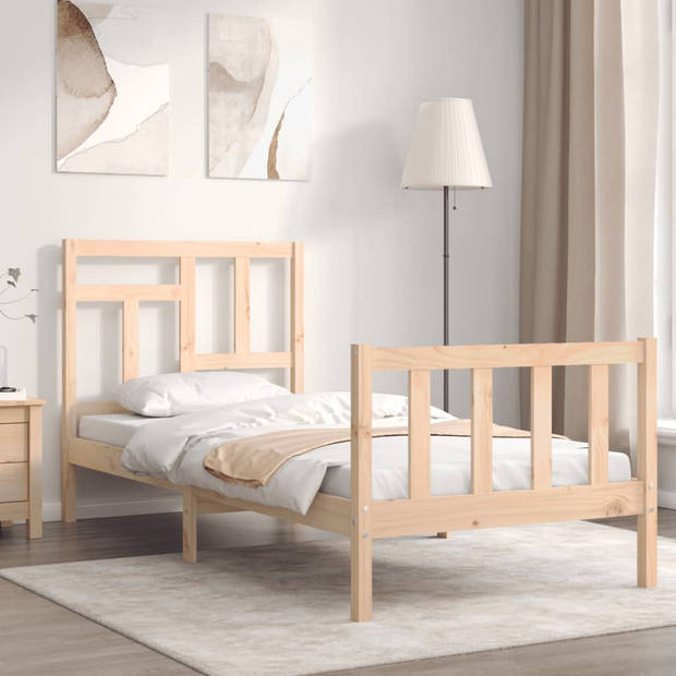 vidaXL Bedframe met hoofdbord massief hout