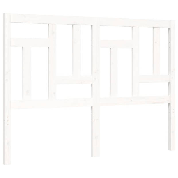 vidaXL Bedframe met hoofdbord massief hout wit