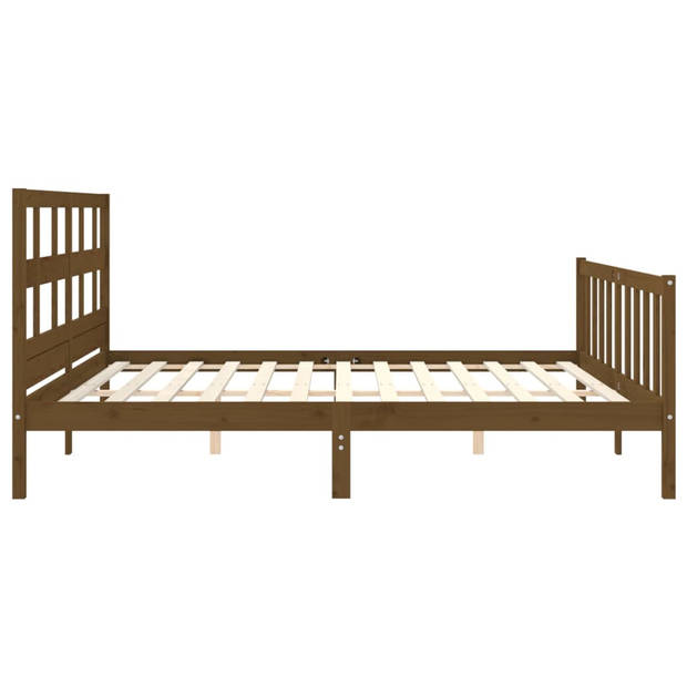 vidaXL Bedframe met hoofdbord massief hout honingbruin 200x200 cm