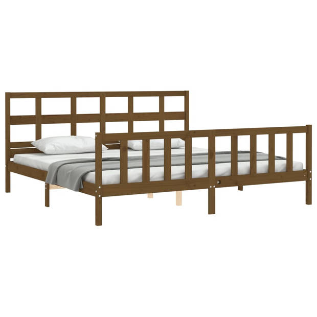 vidaXL Bedframe met hoofdbord massief hout honingbruin 200x200 cm