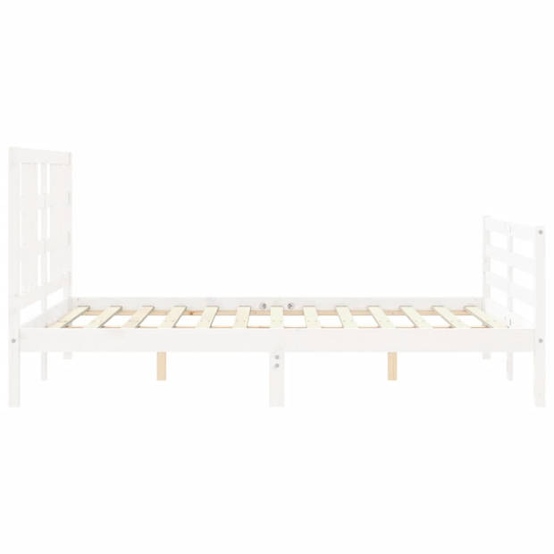 vidaXL Bedframe met hoofdbord massief hout wit