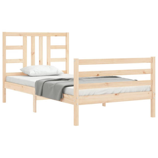 vidaXL Bedframe met hoofdbord massief hout 90x200 cm