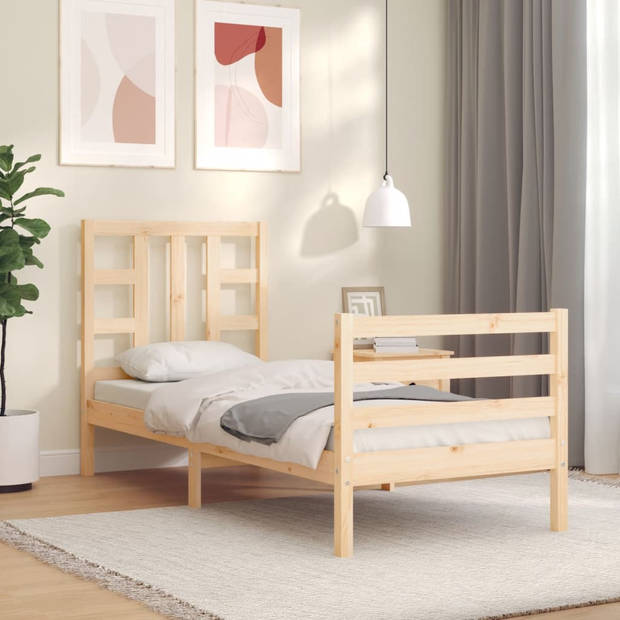 vidaXL Bedframe met hoofdbord massief hout