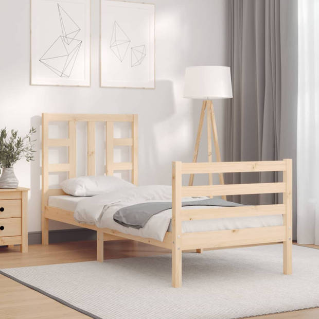 vidaXL Bedframe met hoofdbord massief hout