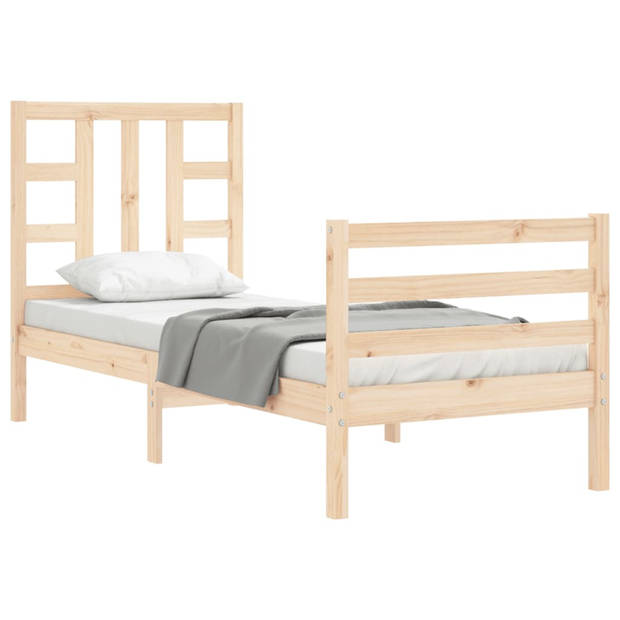 vidaXL Bedframe met hoofdbord massief hout