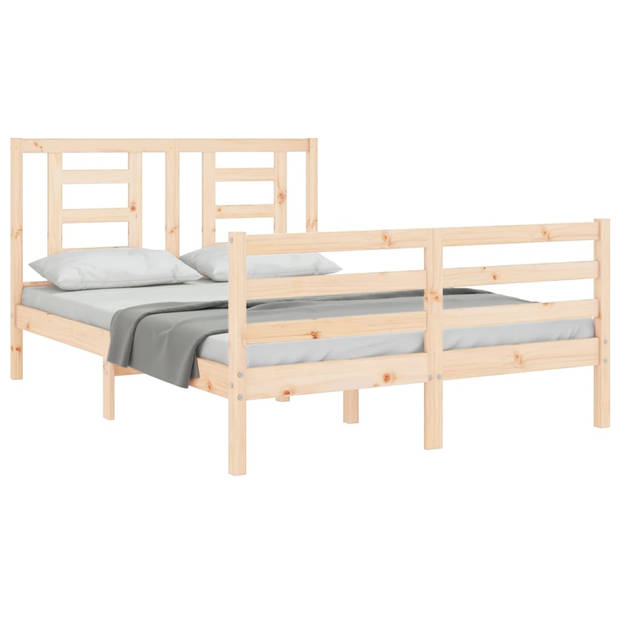 vidaXL Bedframe met hoofdbord massief hout 140x200 cm