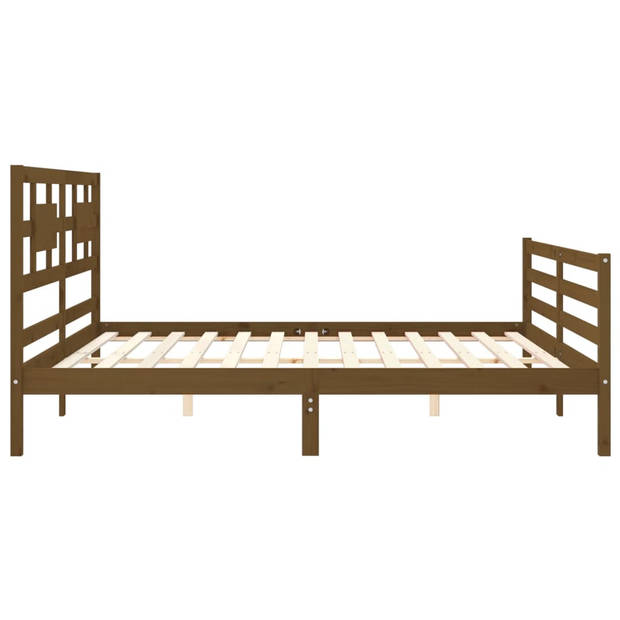 vidaXL Bedframe met hoofdbord massief hout honingbruin 200x200 cm