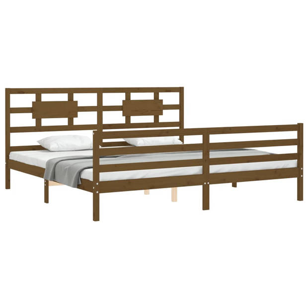 vidaXL Bedframe met hoofdbord massief hout honingbruin 200x200 cm