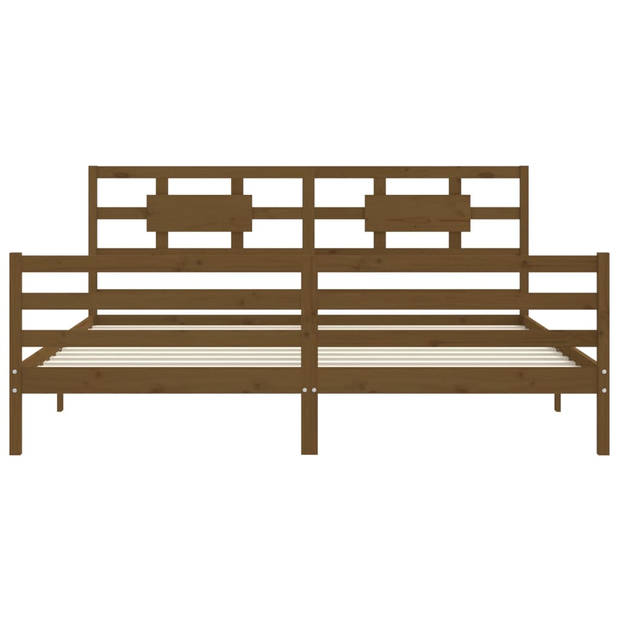 vidaXL Bedframe met hoofdbord massief hout honingbruin 200x200 cm