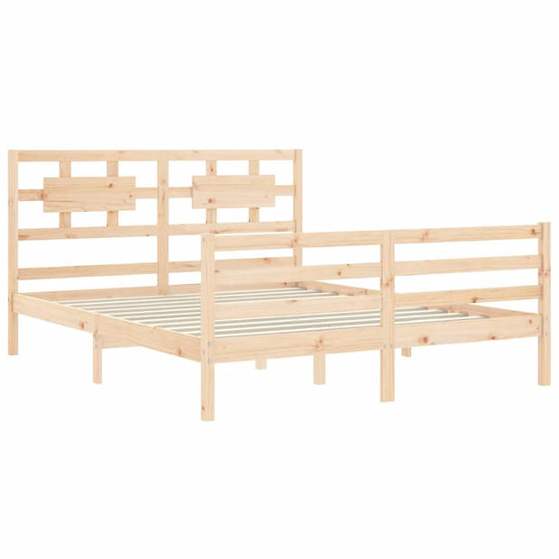 vidaXL Bedframe met hoofdbord massief hout 160x200 cm