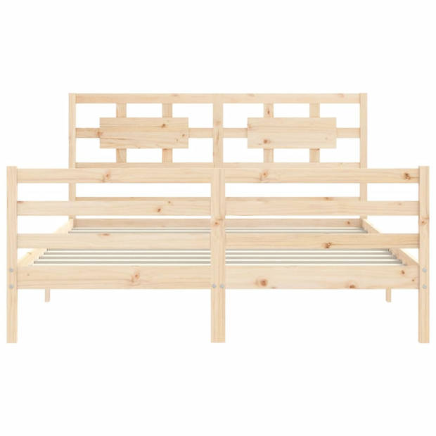 vidaXL Bedframe met hoofdbord massief hout 160x200 cm