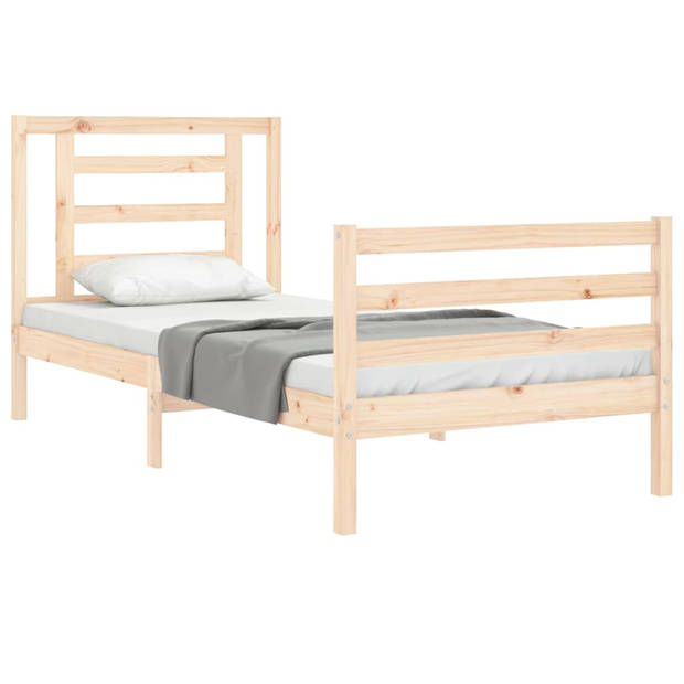 vidaXL Bedframe met hoofdbord massief hout 90x200 cm