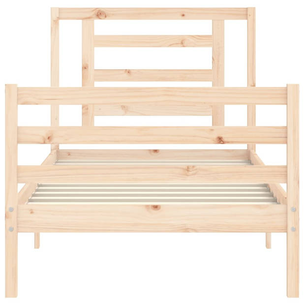 vidaXL Bedframe met hoofdbord massief hout 90x200 cm