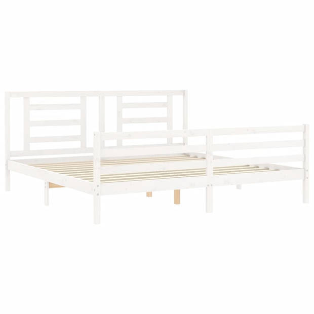 vidaXL Bedframe met hoofdbord massief hout wit