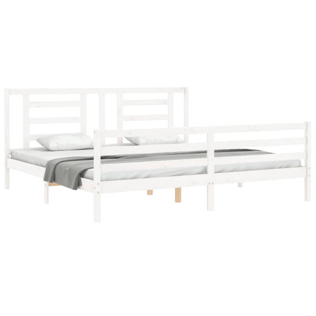 vidaXL Bedframe met hoofdbord massief hout wit