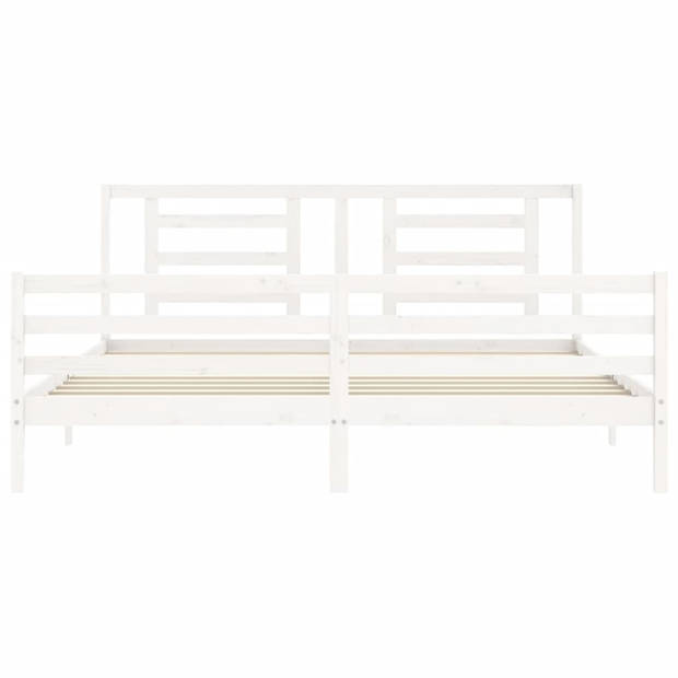 vidaXL Bedframe met hoofdbord massief hout wit