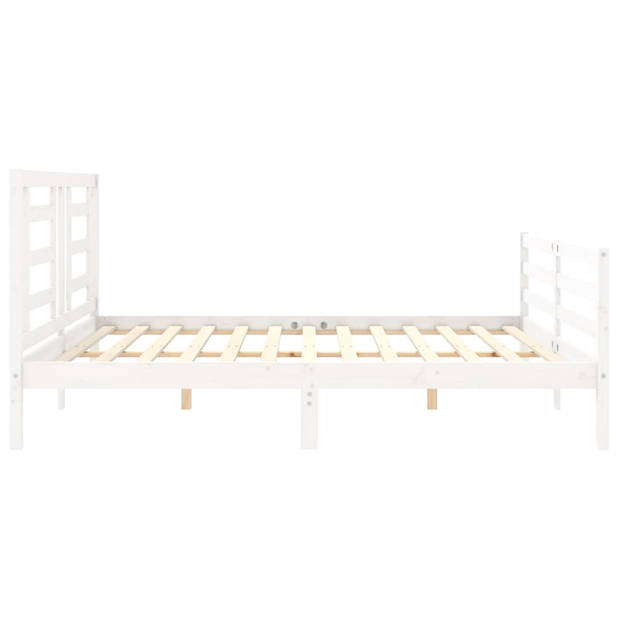 vidaXL Bedframe met hoofdbord massief hout wit