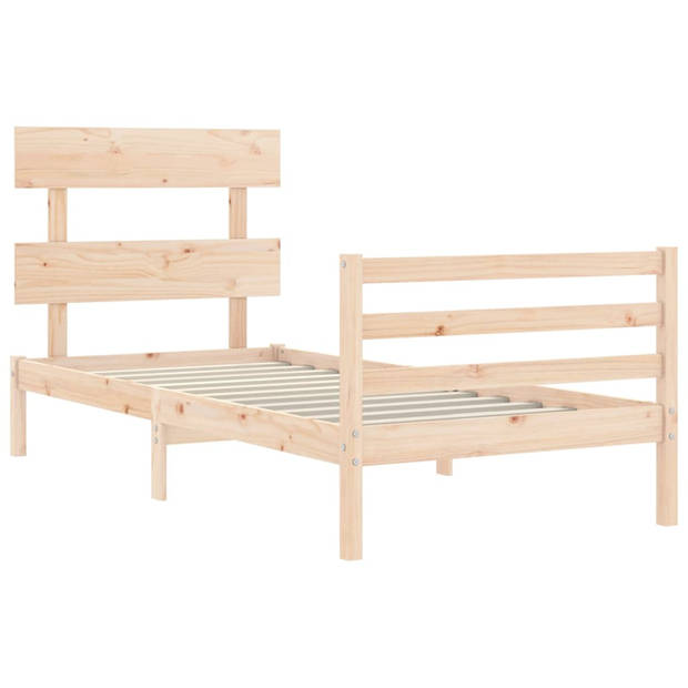 vidaXL Bedframe met hoofdbord massief hout