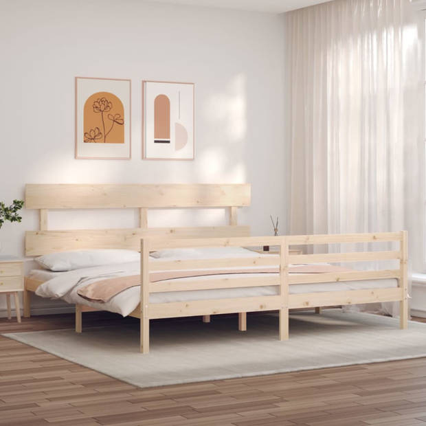 vidaXL Bedframe met hoofdbord massief hout