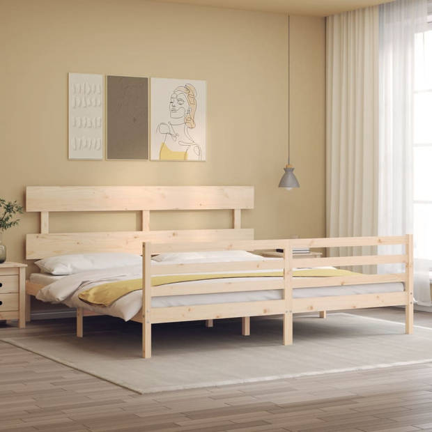 vidaXL Bedframe met hoofdbord massief hout 200x200 cm