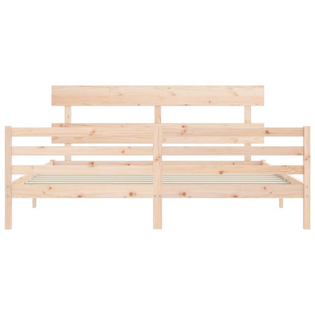 vidaXL Bedframe met hoofdbord massief hout