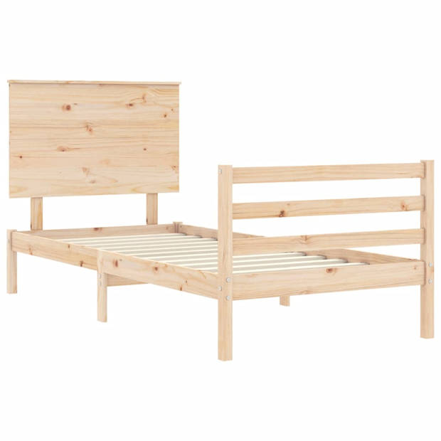 vidaXL Bedframe met hoofdbord massief hout 100x200 cm