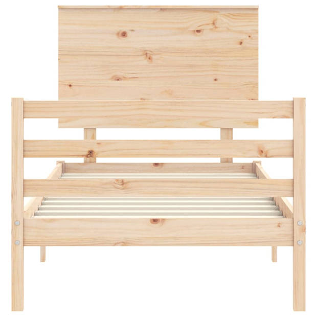 vidaXL Bedframe met hoofdbord massief hout