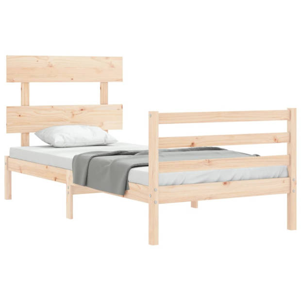 vidaXL Bedframe met hoofdbord massief hout 90x200 cm