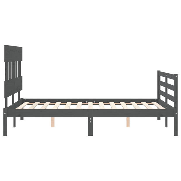 vidaXL Bedframe met hoofdbord massief hout grijs