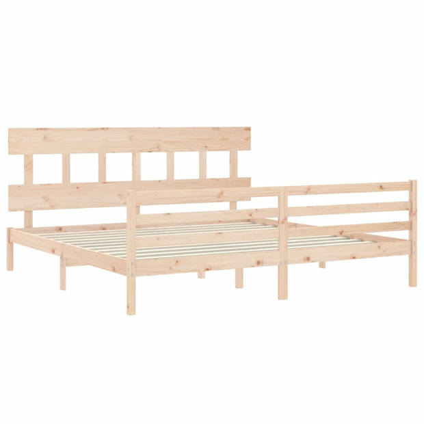 vidaXL Bedframe met hoofdbord massief hout