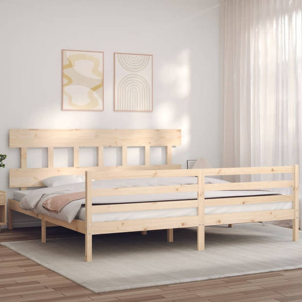 vidaXL Bedframe met hoofdbord massief hout