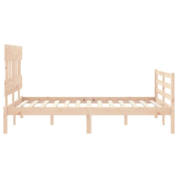 vidaXL Bedframe met hoofdbord massief hout 120x200 cm