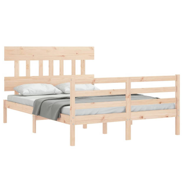 vidaXL Bedframe met hoofdbord massief hout