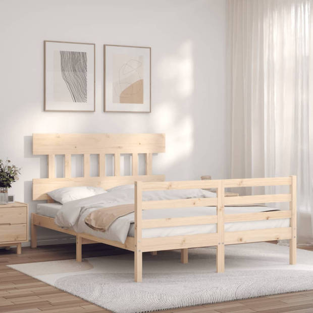 vidaXL Bedframe met hoofdbord massief hout 120x200 cm