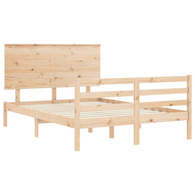 vidaXL Bedframe met hoofdbord massief hout 120x200 cm