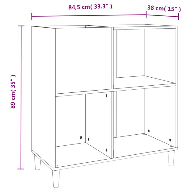 vidaXL Platenkast 84,5x38x89 cm bewerkt hout zwart