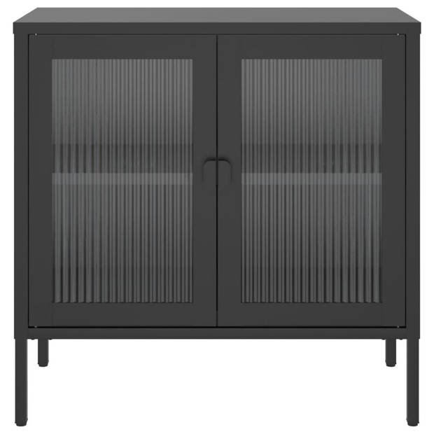 vidaXL Dressoir 70x35x70 cm glas en staal zwart