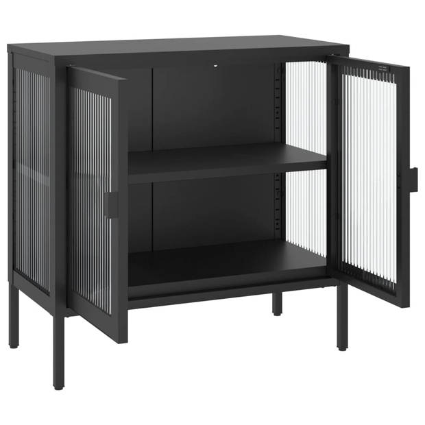 vidaXL Dressoir 70x35x70 cm glas en staal zwart