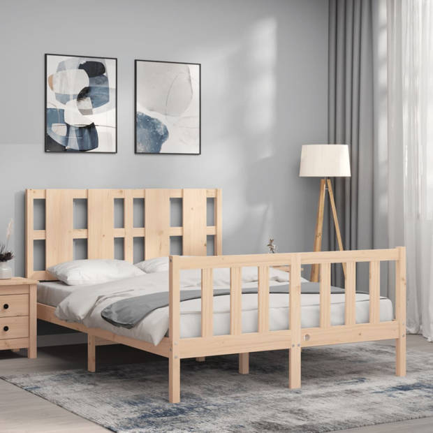 vidaXL Bedframe met hoofdbord massief hout 140x190 cm