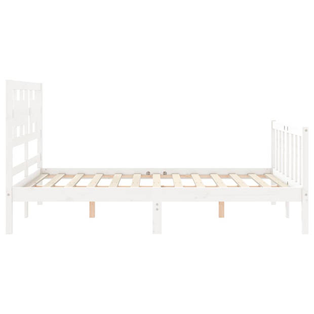 vidaXL Bedframe met hoofdbord massief hout wit 140x200 cm